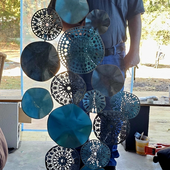 Blue and Black Metal Wall Art Decor